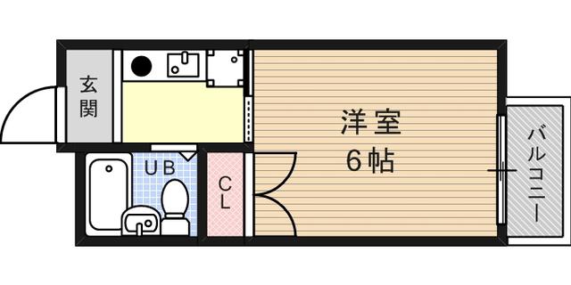 ふぃおーれ六甲(1K/2階)の間取り写真