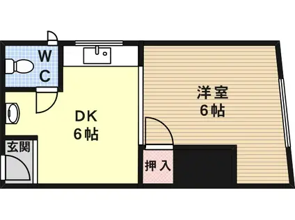 プチシャトー徳井(1DK/3階)の間取り写真