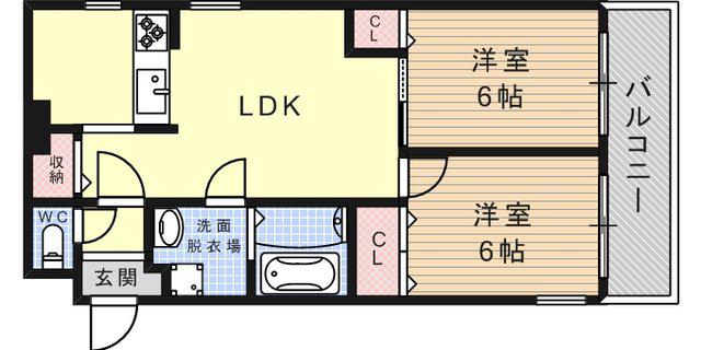 ロイヤルメゾン六甲5(2LDK/3階)の間取り写真
