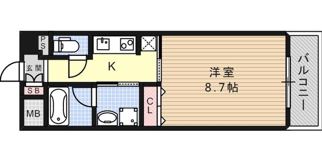 エルセレーノ石屋川(1K/3階)の間取り写真