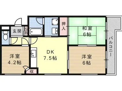 Kパラッツオ(3DK/2階)の間取り写真