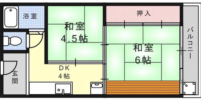 内田マンション(2DK/1階)の間取り写真