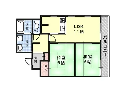 トラスティー御影(2LDK/2階)の間取り写真