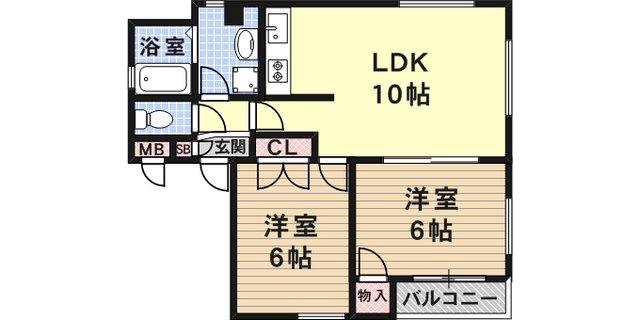 アメニティーM(2LDK/4階)の間取り写真