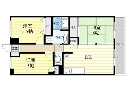 フィール神戸(3DK/1階)の間取り写真