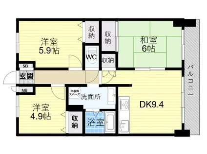 フィール神戸(3DK/7階)の間取り写真