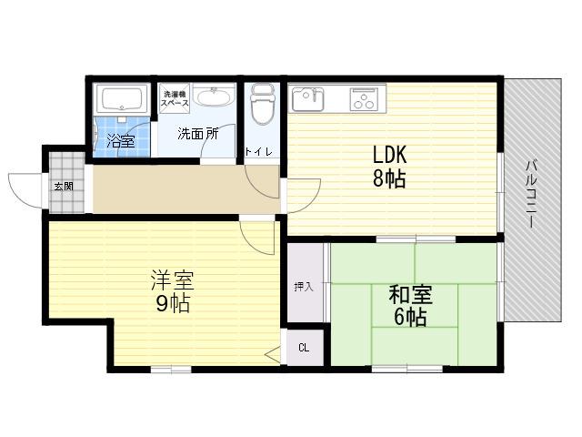 カーサ御影山手(2LDK/3階)の間取り写真