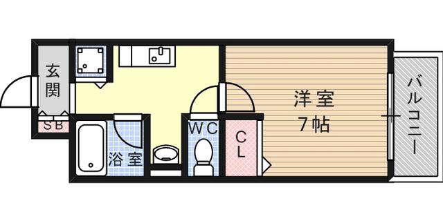 サンテラスエクセルガーデン(1K/1階)の間取り写真