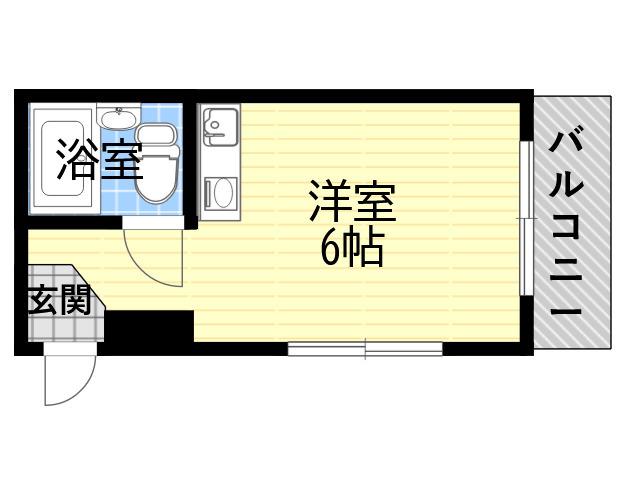 メゾン六甲 南棟(ワンルーム/5階)の間取り写真
