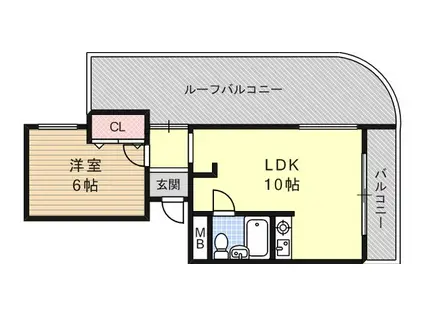 ハイム篠(1LDK/4階)の間取り写真
