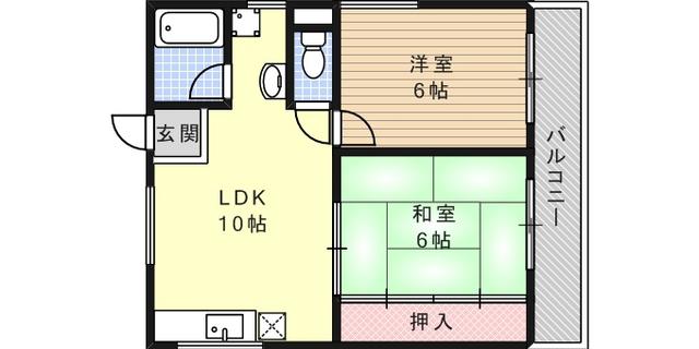 カトレアハイツ(2LDK/2階)の間取り写真