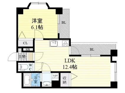 メインステージ弓木町(1LDK/1階)の間取り写真
