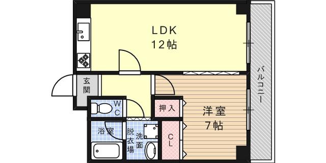ワコーレ甲南(1LDK/9階)の間取り写真