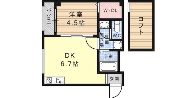 カーサ御影Ⅰ(1DK/1階)の間取り写真