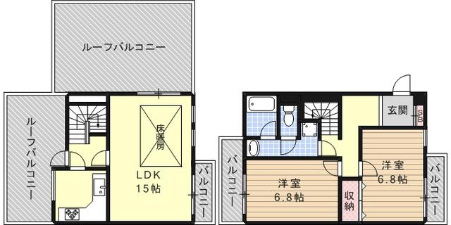 りりぱっとハウス(2LDK/4階)の間取り写真