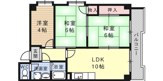 モンテメール六甲(3LDK/4階)の間取り写真