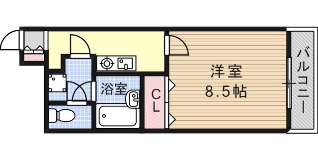 インペリアル篠原(1K/2階)の間取り写真