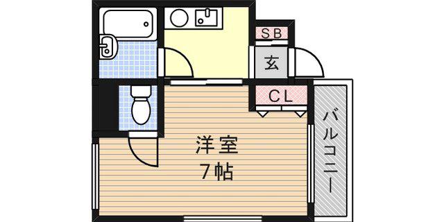 インペリアル六甲(1K/2階)の間取り写真
