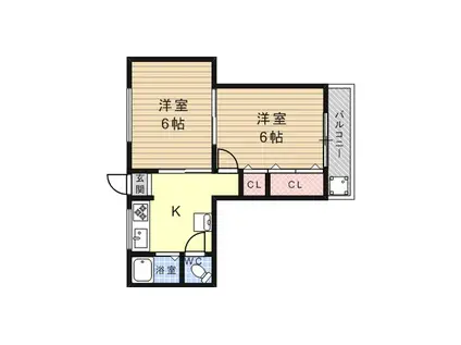 五百蔵マンション(2DK/3階)の間取り写真