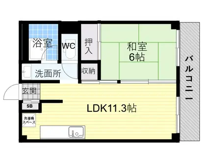 東部マンションA棟(1LDK/3階)の間取り写真