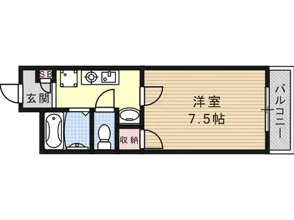 アカツキビル(1K/2階)の間取り写真