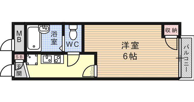 レオパレスアクアブルー青谷(1K/2階)の間取り写真