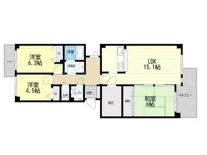 岡本シティハウス(3SLDK/3階)の間取り写真