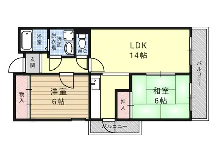 ガーネット森北(2LDK/1階)の間取り写真