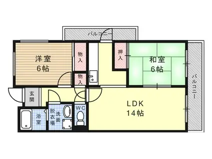 ガーネット森北(2LDK/1階)の間取り写真