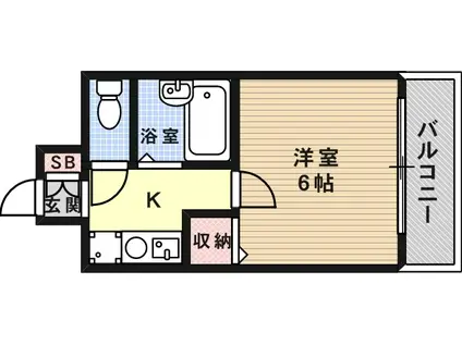 JR東海道・山陽本線 六甲道駅 徒歩9分 3階建 築29年(1K/2階)の間取り写真