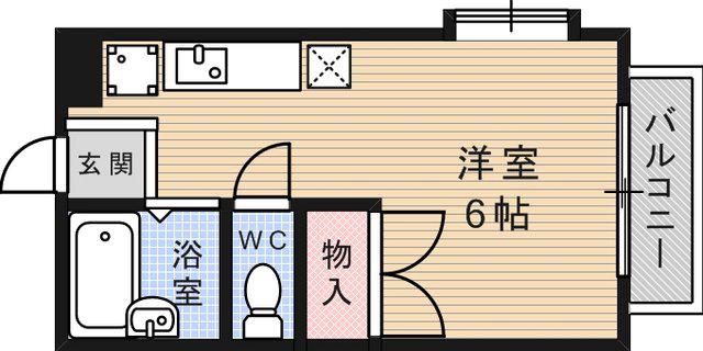 LIVEMAX尾知山(ワンルーム/2階)の間取り写真