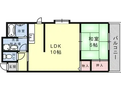 御影岡本ビル(1LDK/2階)の間取り写真