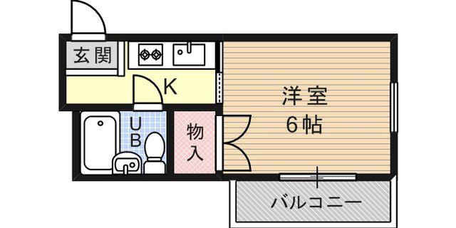 シャルマン甲南(1K/3階)の間取り写真
