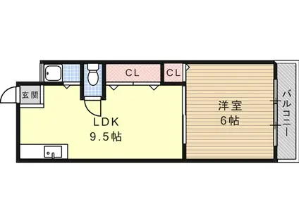 六甲マンション(1LDK/2階)の間取り写真