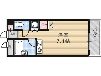 西灘駅前ハイツ(ワンルーム/4階)の間取り写真