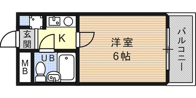フルール岡本(1K/3階)の間取り写真