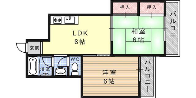灘南コート一番館(2DK/2階)の間取り写真