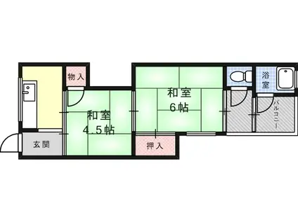 内田文化(2K/2階)の間取り写真