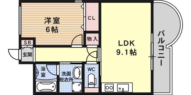 モンテルーチェ甲南(1LDK/3階)の間取り写真