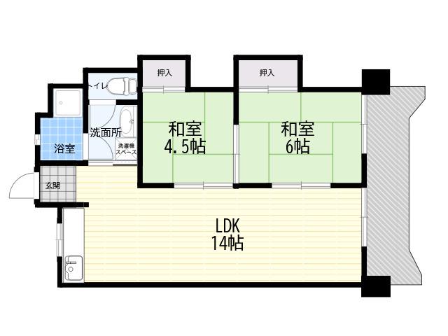 ガーデンハイツ魚崎(2LDK/7階)の間取り写真
