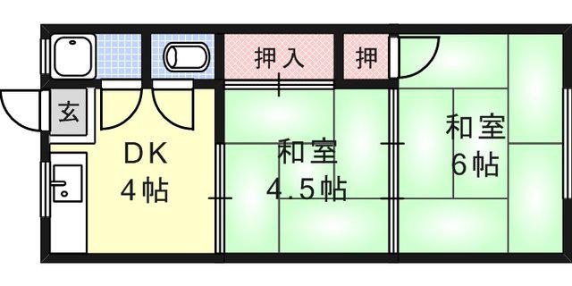 うぐいす荘(2DK/2階)の間取り写真