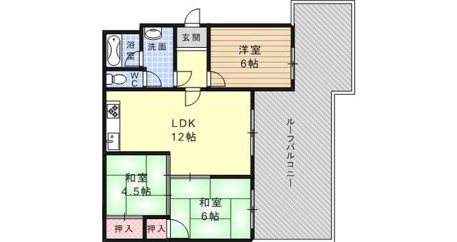 サンヴィラ六甲1号館(3LDK/2階)の間取り写真