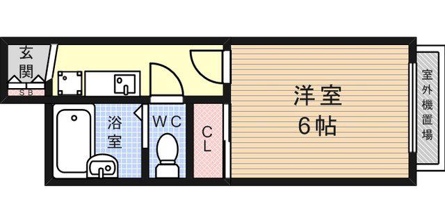 レオパレスブルーバリー(1K/1階)の間取り写真