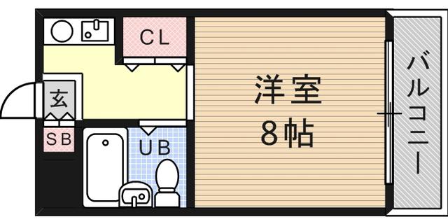 ルーブル西灘(ワンルーム/2階)の間取り写真