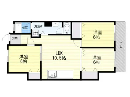 アイビーコート北棟(2LDK/3階)の間取り写真