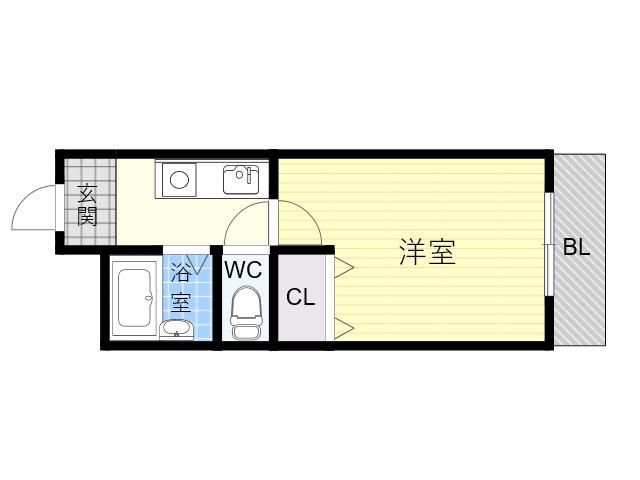 INK東灘(1K/1階)の間取り写真