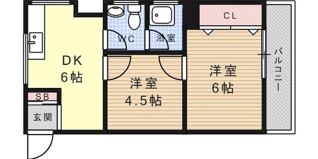 メゾン101(2DK/2階)の間取り写真