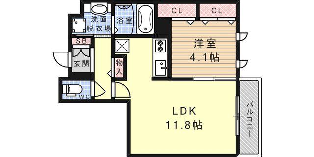 ローズクレール王子公園(1LDK/3階)の間取り写真