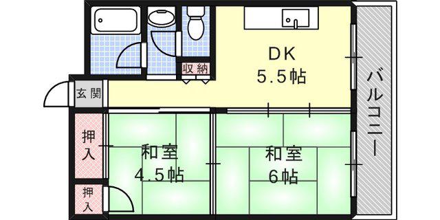 ときわ六甲道レクラン(2K/2階)の間取り写真