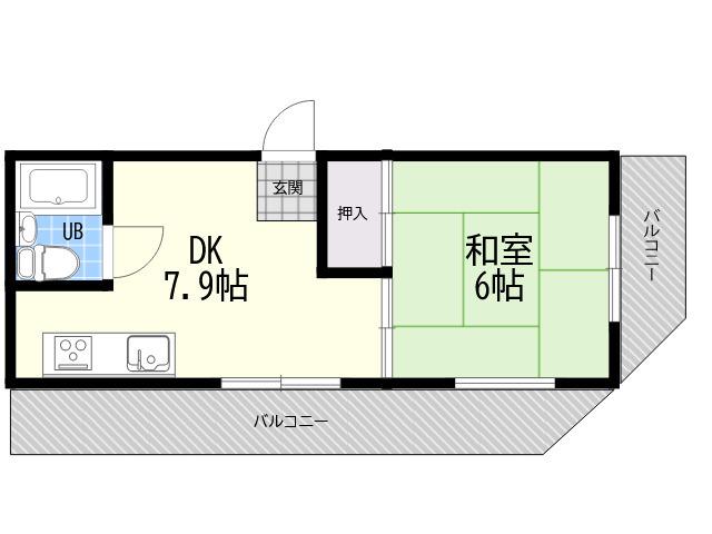 グローリーハイツ御影(1DK/3階)の間取り写真